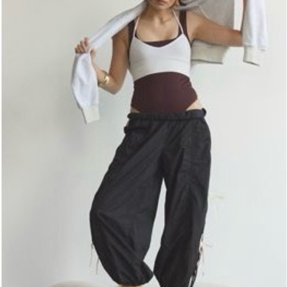 Anthropologie Black Pants with White Tie Details - Picture 6 of 6